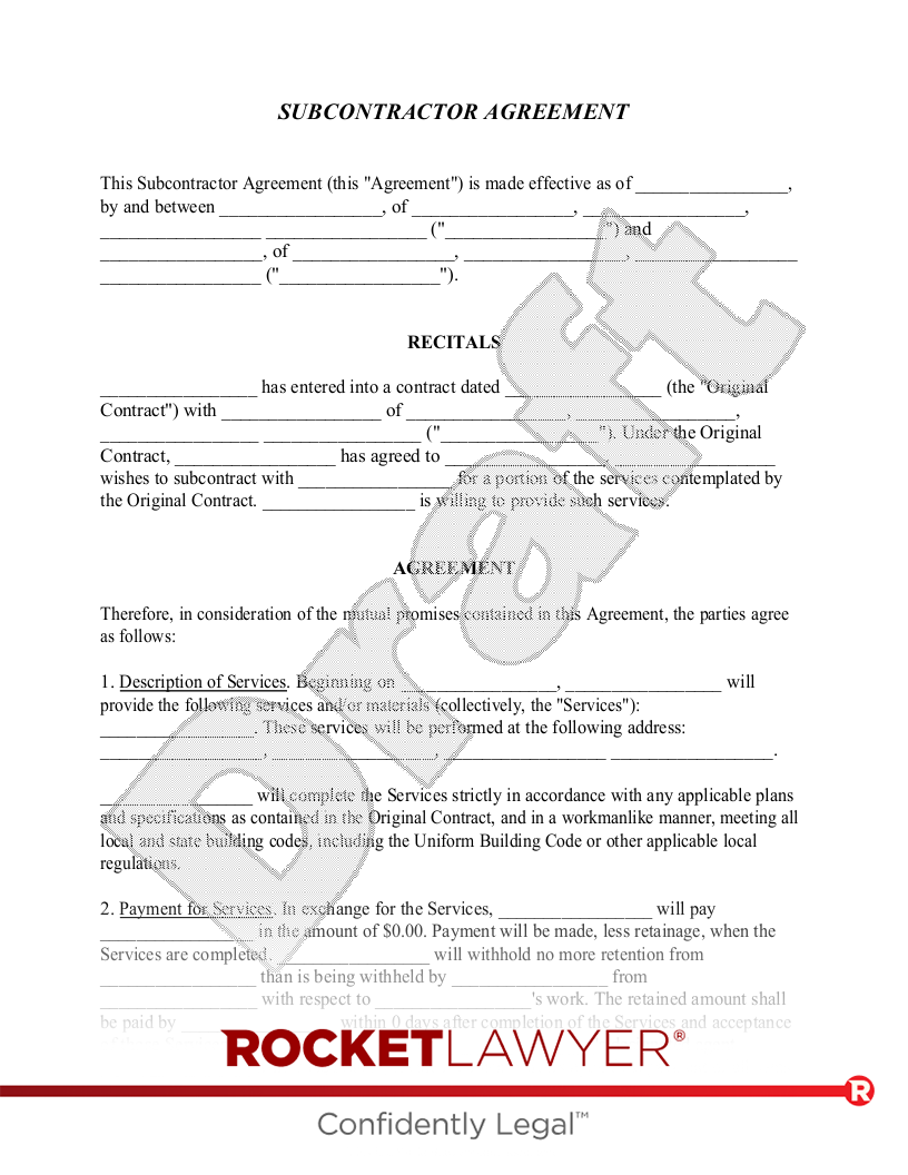 Free Subcontractor Agreement Template FAQs Rocket Lawyer