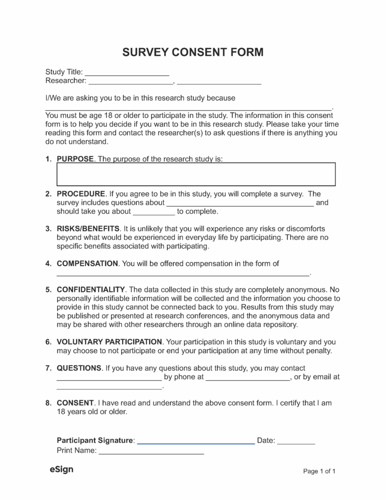 Free Survey Consent Form PDF Word