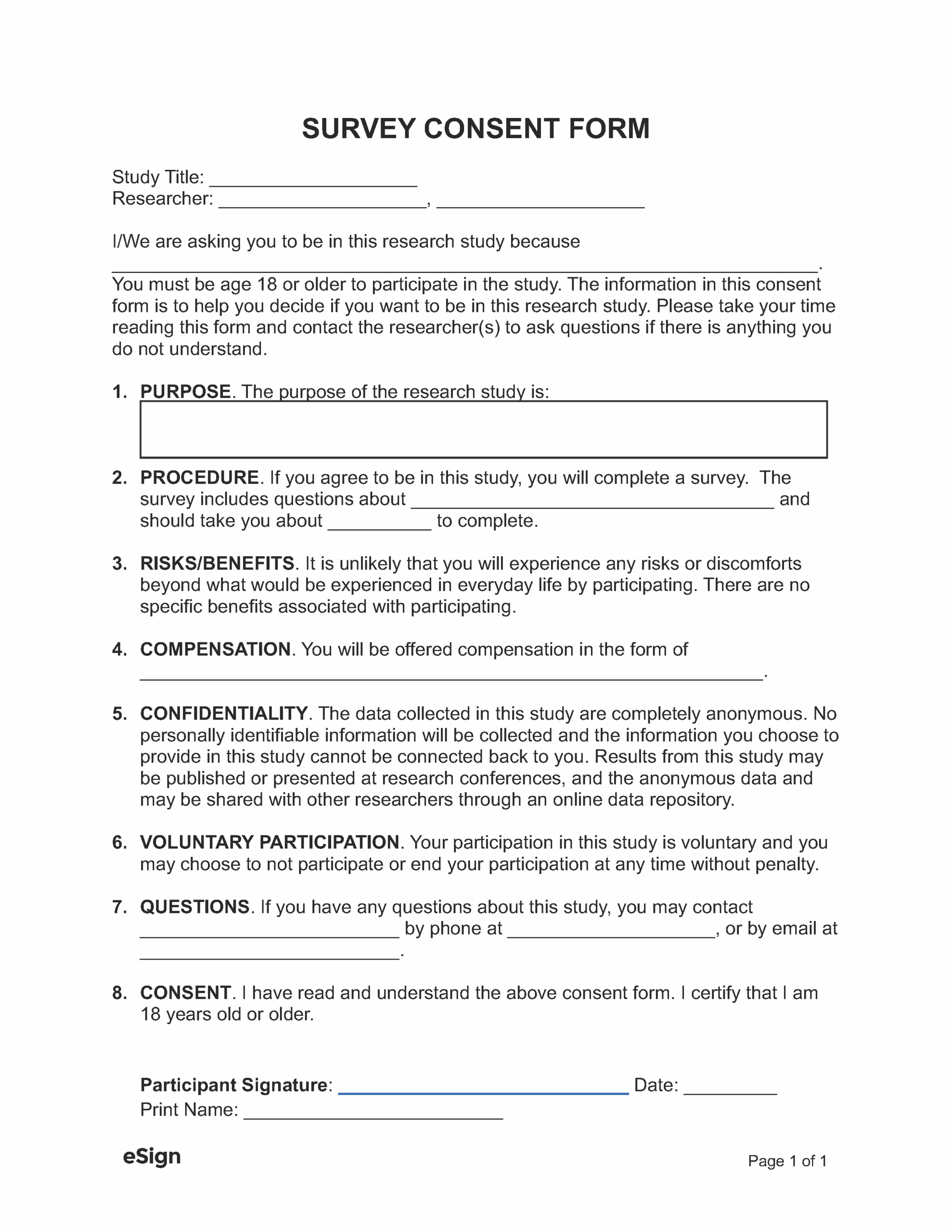 Free Survey Consent Form PDF Word