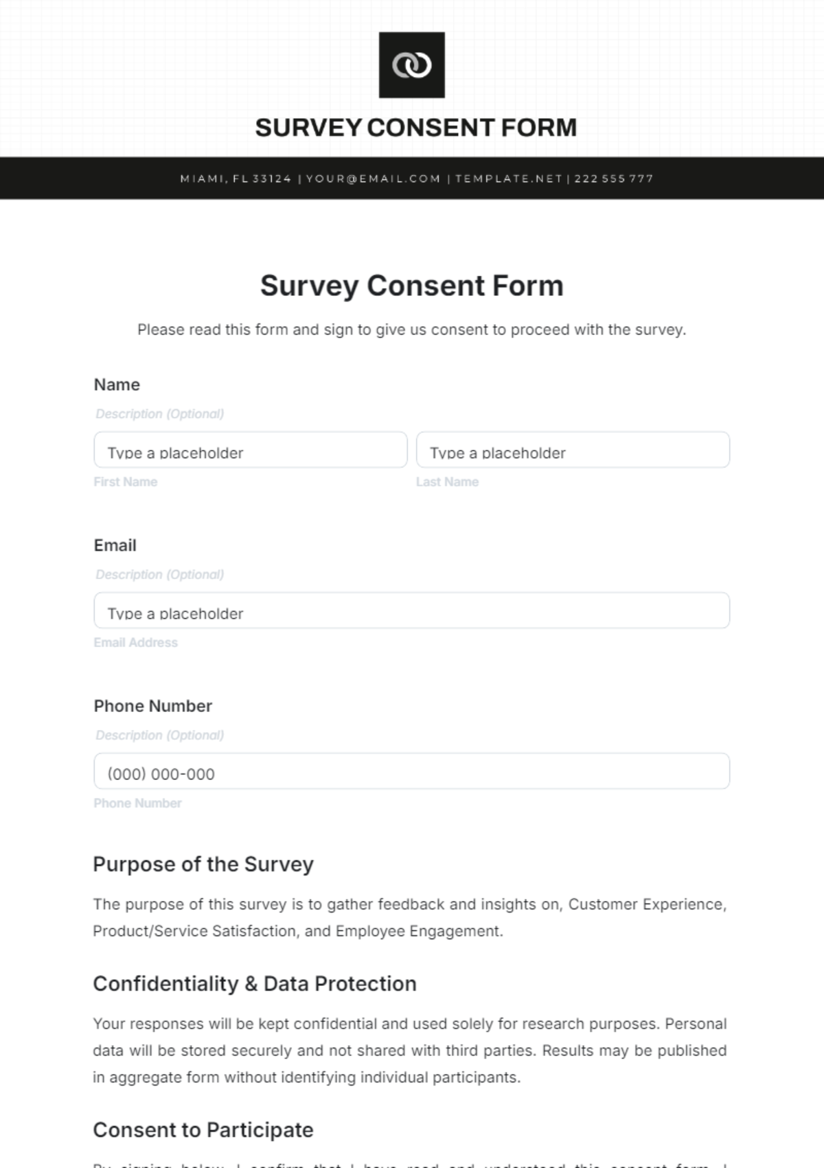 Free Survey Consent Form Template To Edit Online