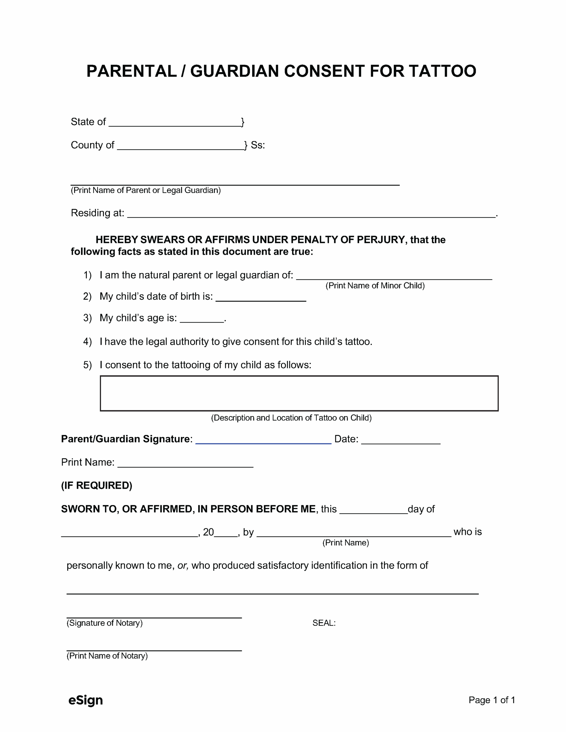 Free Tattoo Consent Form 3 PDF Word