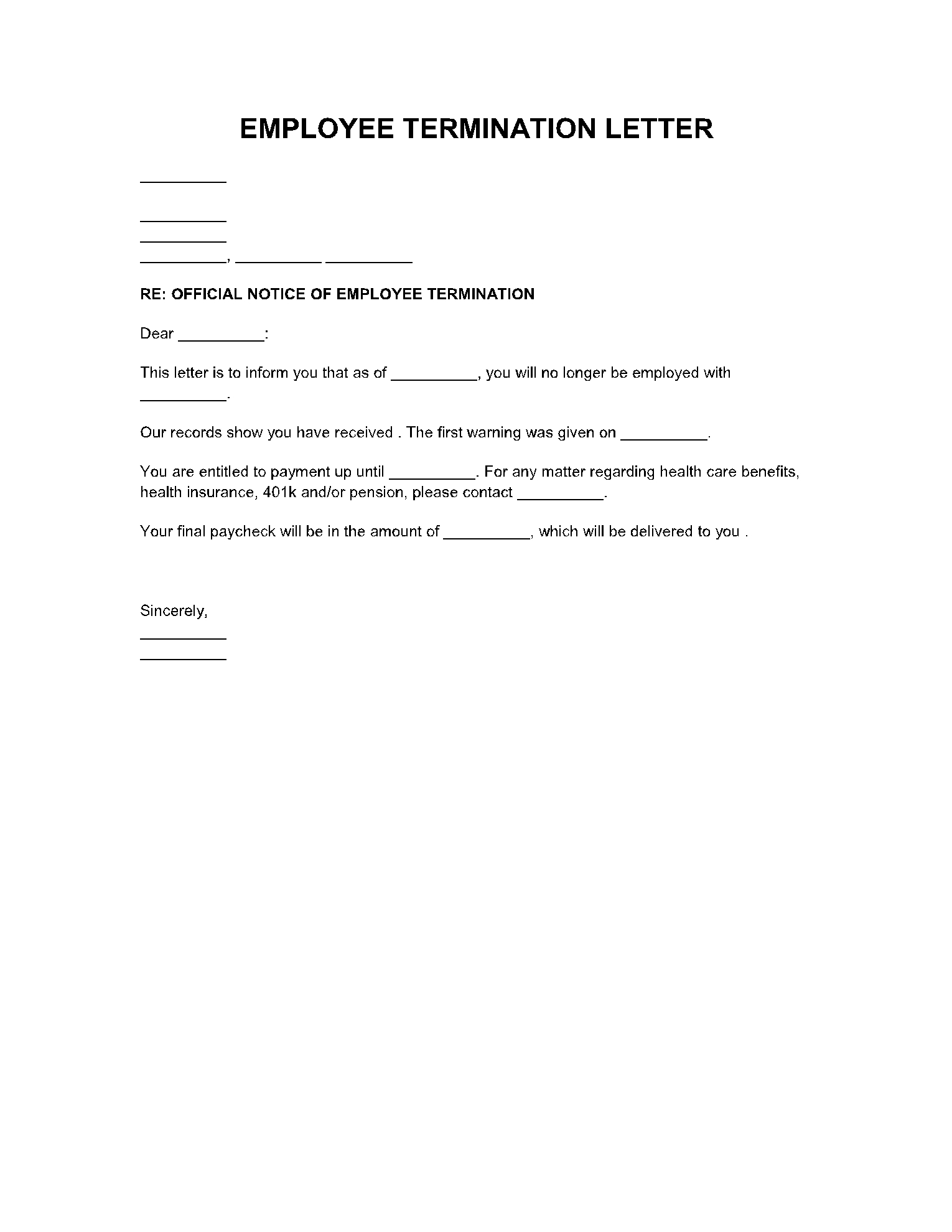 Free Termination Letter Template 2021 PDF CocoSign