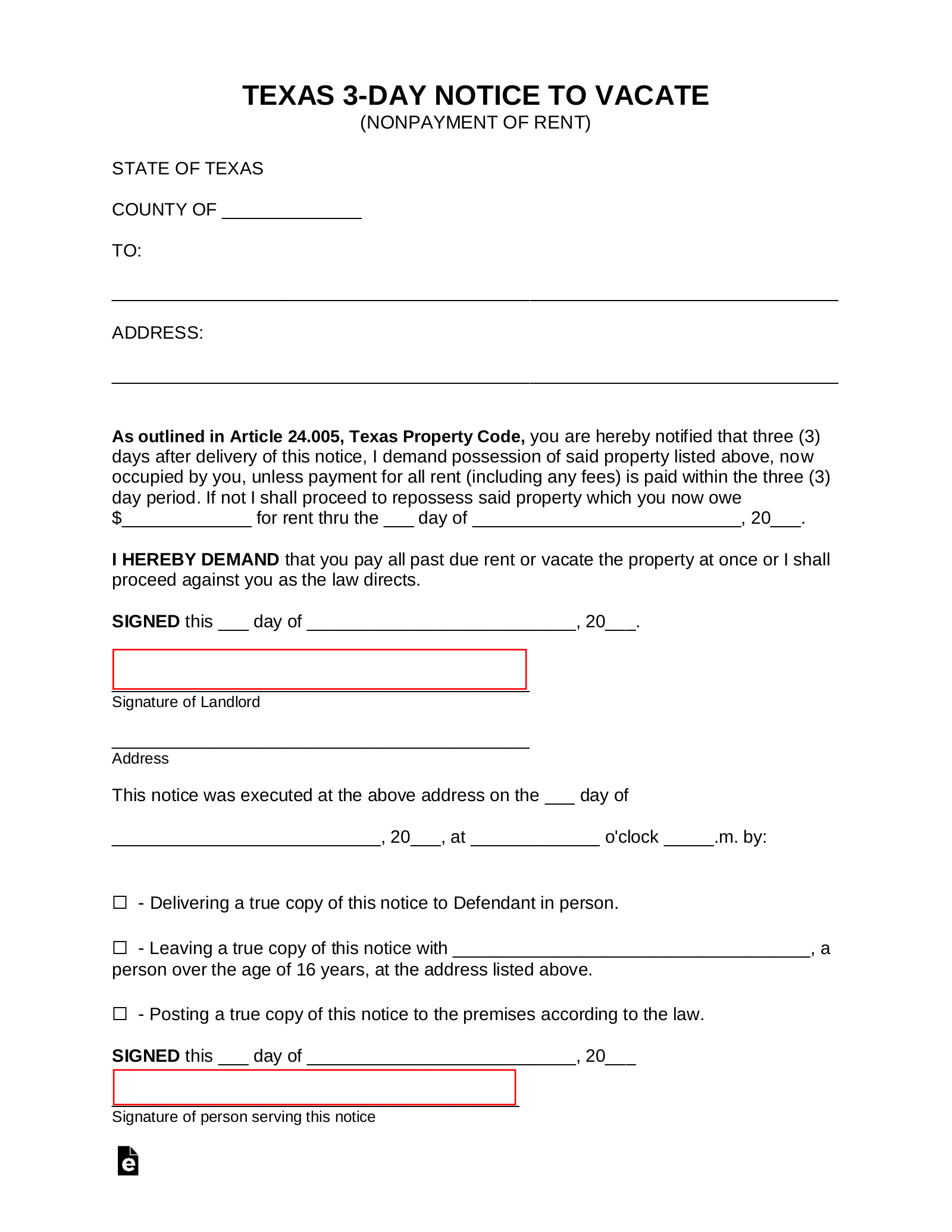 Free Texas 3 Day Notice To Quit Form Non Payment PDF Word EForms