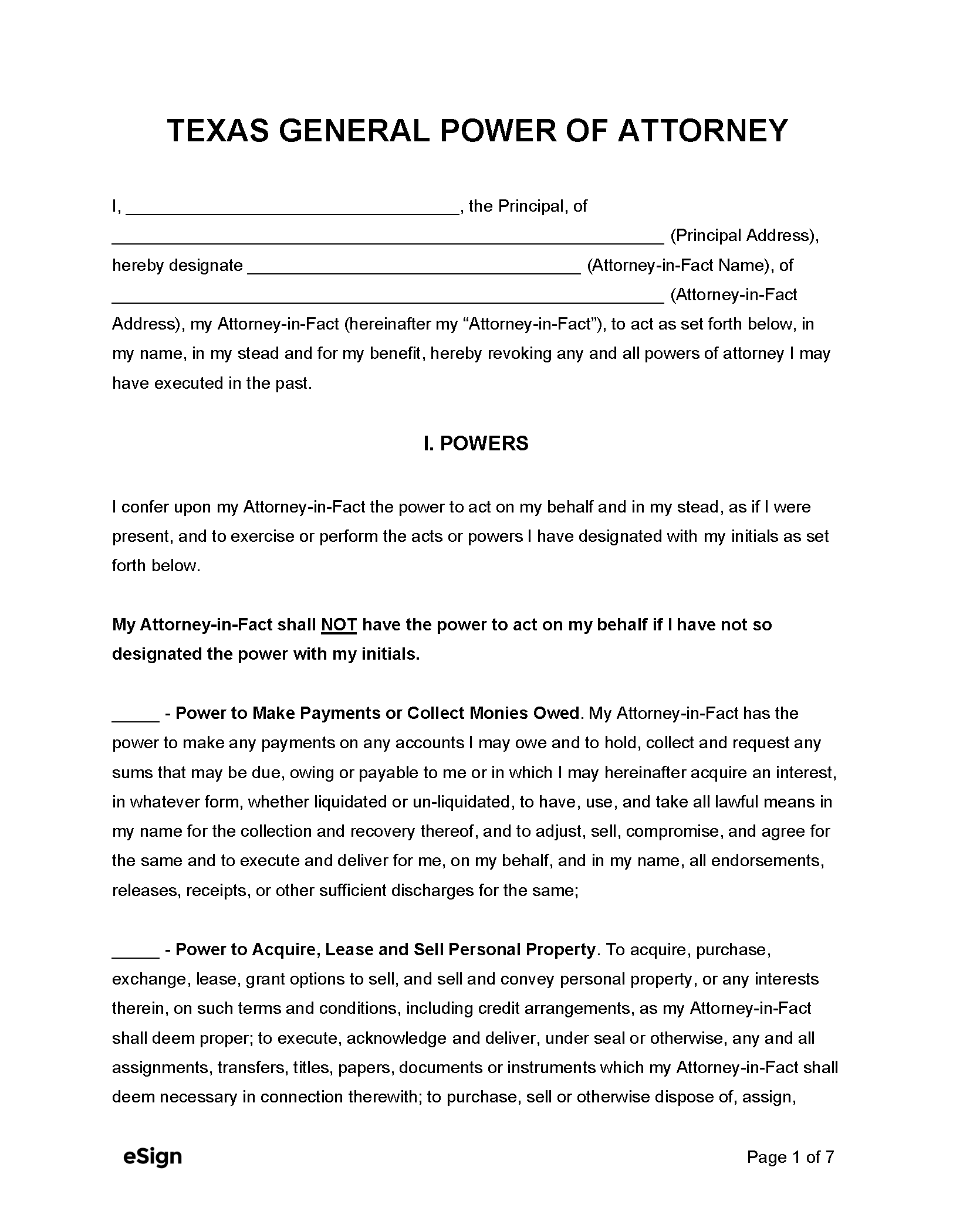 Free Texas General Power Of Attorney Form PDF Word Free Texas General Power Of Attorney Form PDF Word