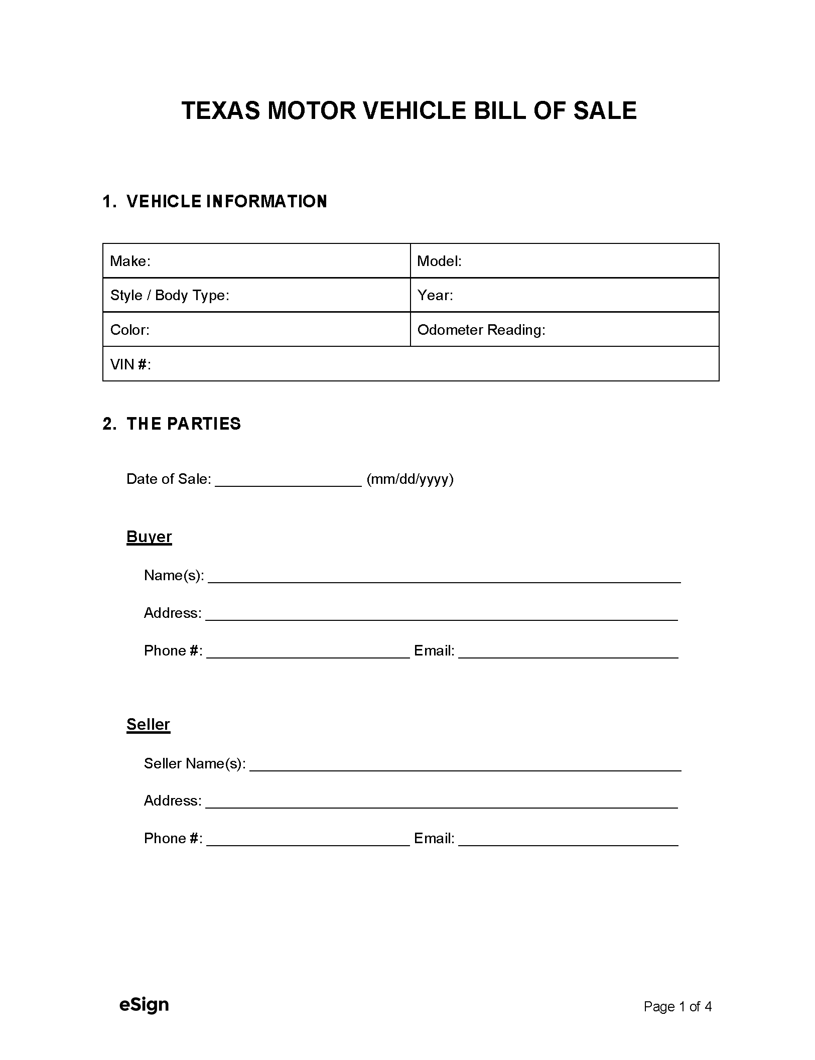 Free Texas Motor Vehicle Bill Of Sale Form PDF Word Free Texas Motor Vehicle Bill Of Sale Form PDF Word