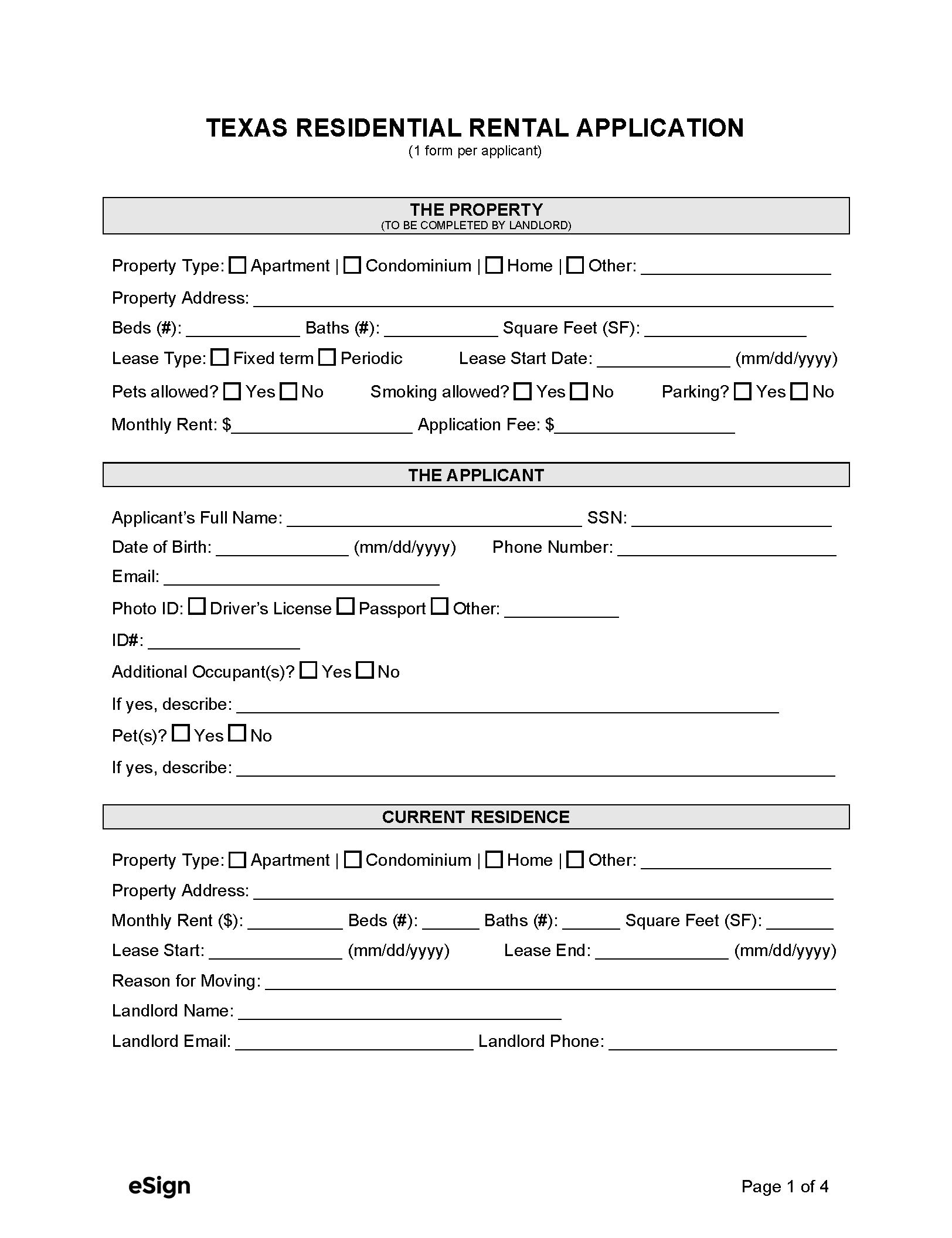 Free Texas Rental Application Form Template PDF Word Free Texas Rental Application Form Template PDF Word
