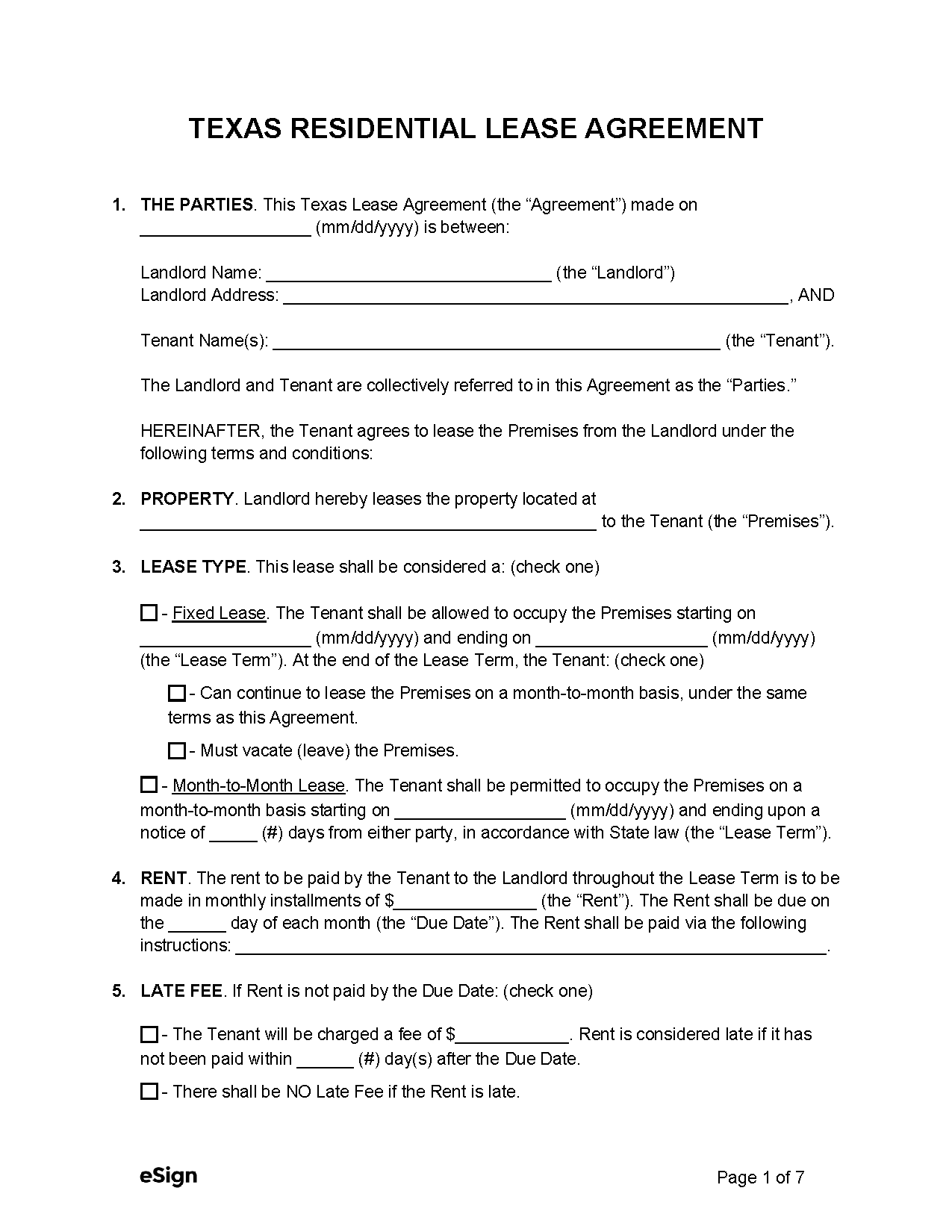 Free Texas Rental Lease Agreement Templates 8 PDF Word Free Texas Rental Lease Agreement Templates 8 PDF Word