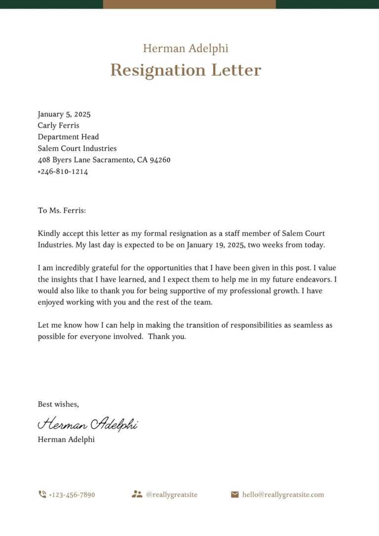 Free To Edit And Print Resignation Letter Templates Canva