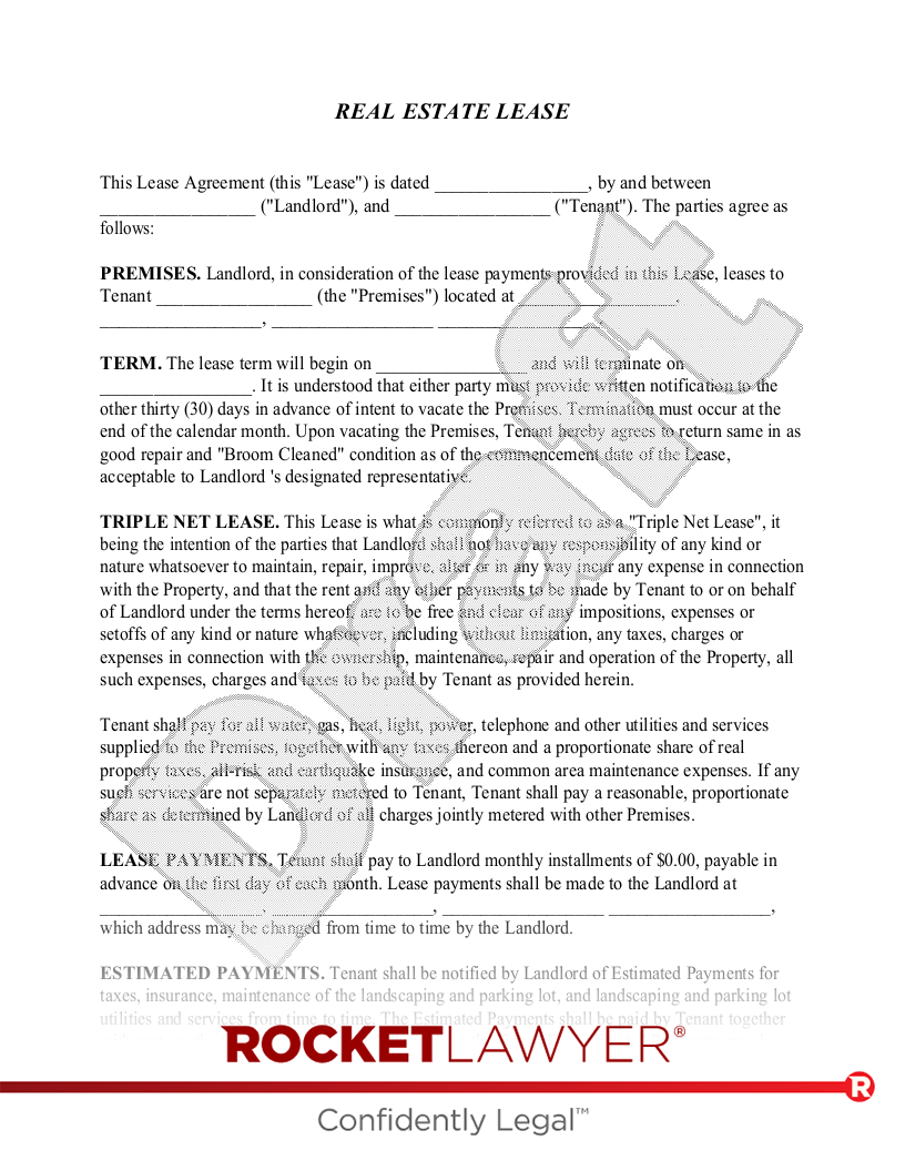 Free Triple Net Lease Template FAQs Rocket Lawyer