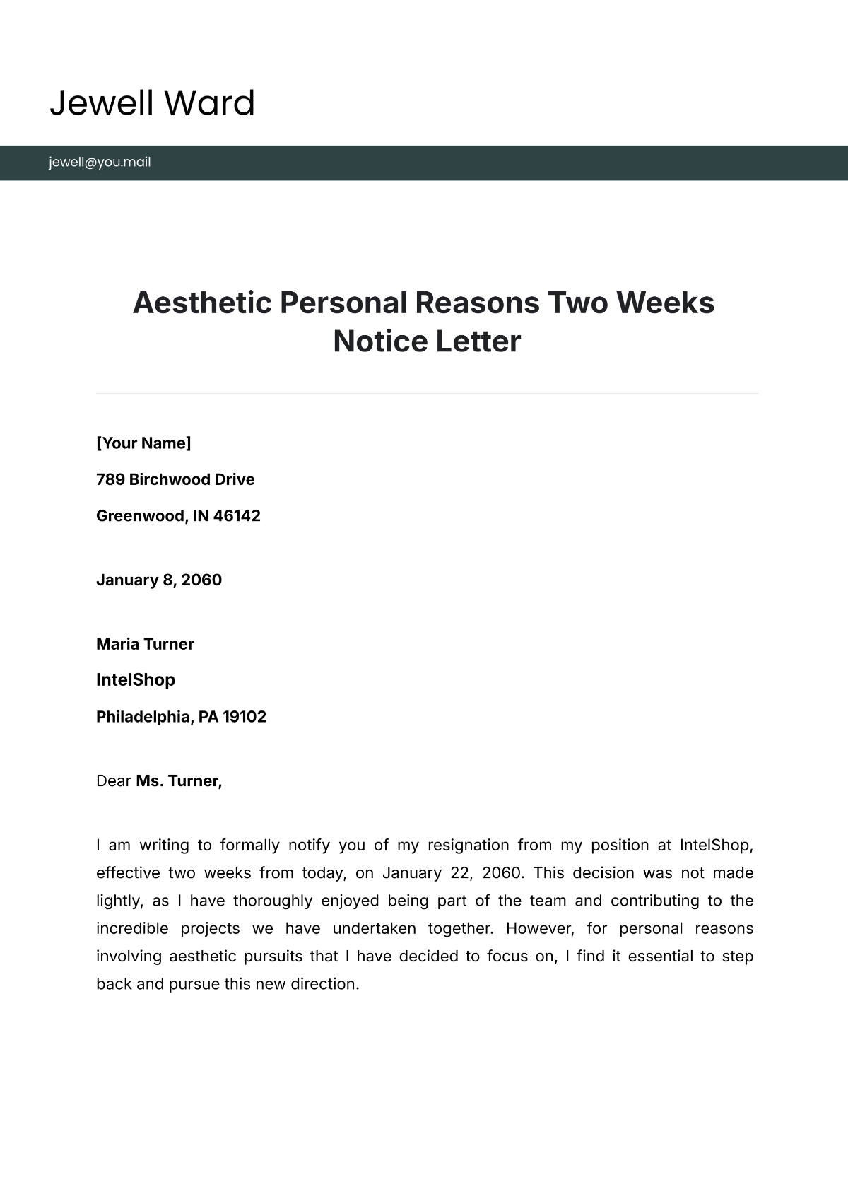 Free Two Weeks Notice Letter Templates Editable And Printable