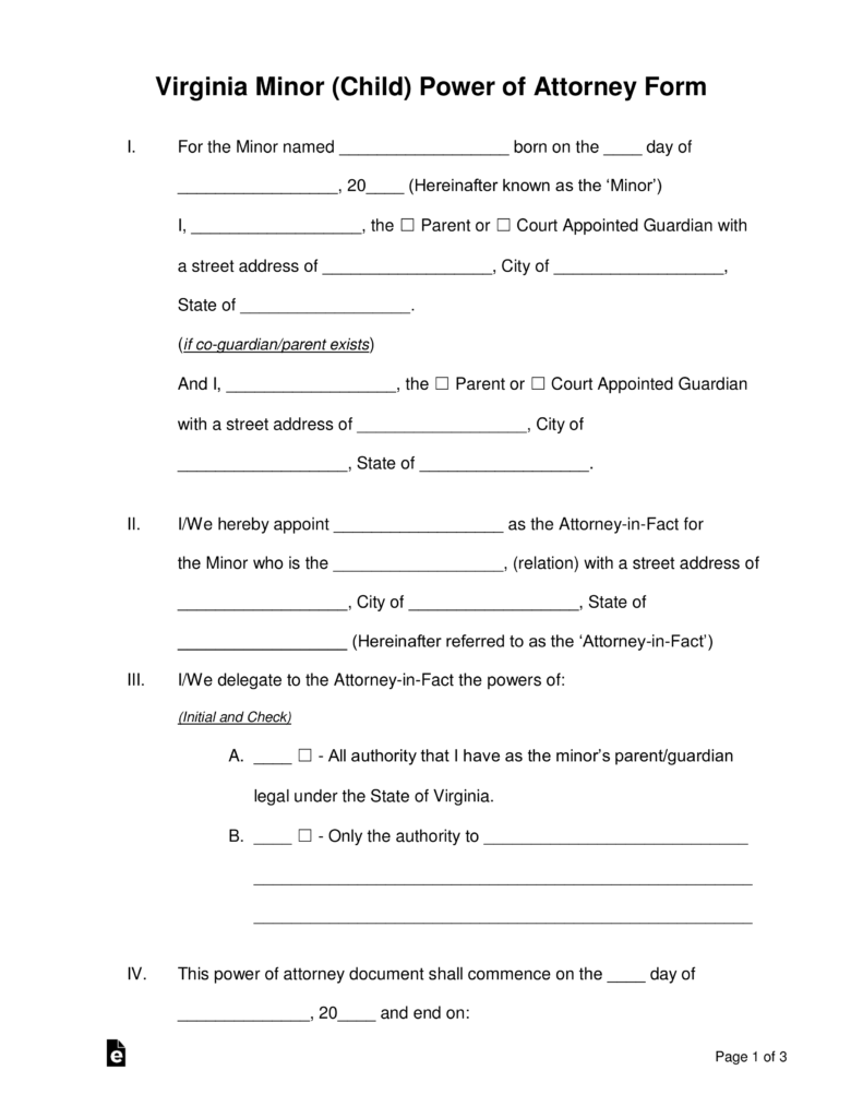 Free Virginia Power Of Attorney Forms 10 Types PDF Word EForms