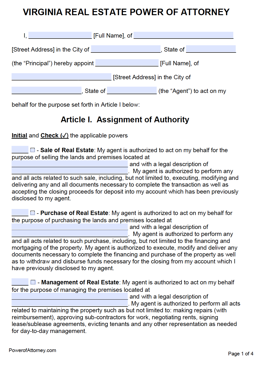 Free Virginia Power Of Attorney Forms PDF Templates Free Virginia Power Of Attorney Forms PDF Templates