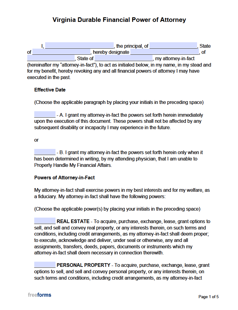 power of attorney forms