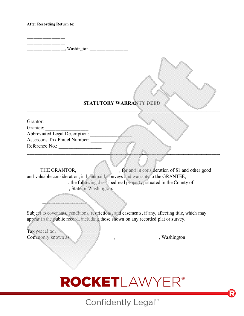 Free Washington Warranty Deed Template Rocket Lawyer