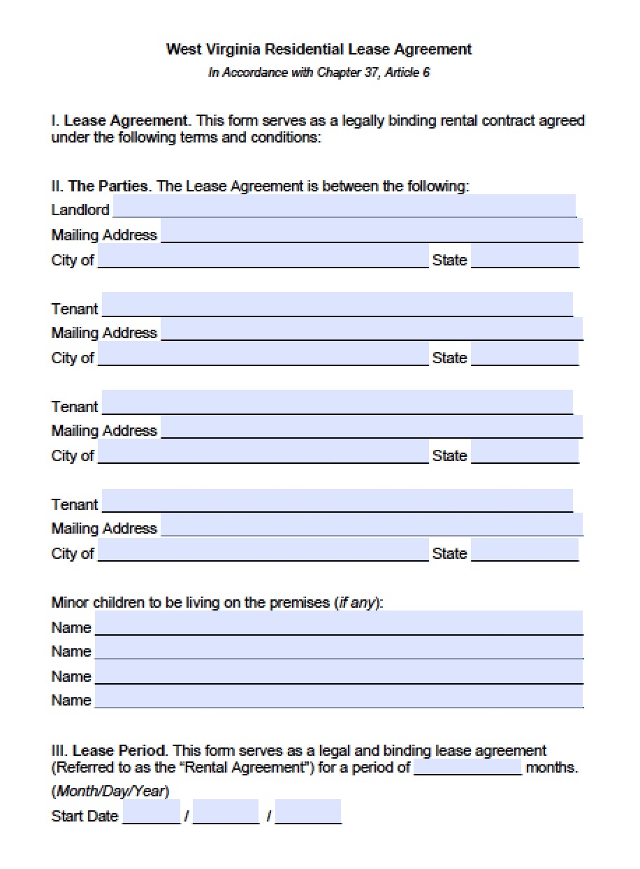 residential lease agreement form