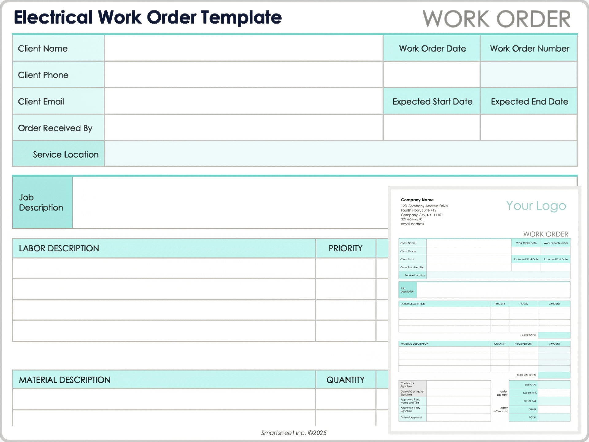 Free Work Order Forms Templates All Formats Editable