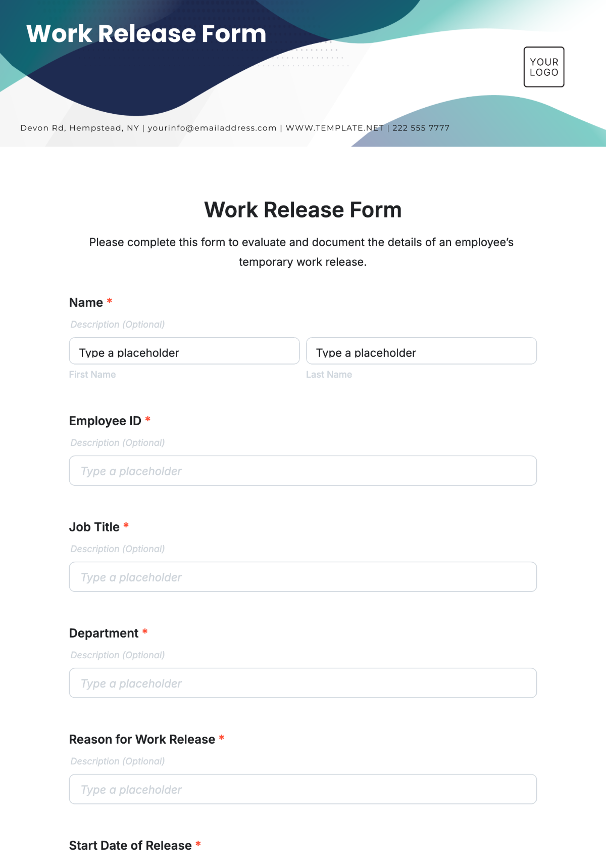 Free Work Release Form Template To Edit Online Free Work Release Form Template To Edit Online