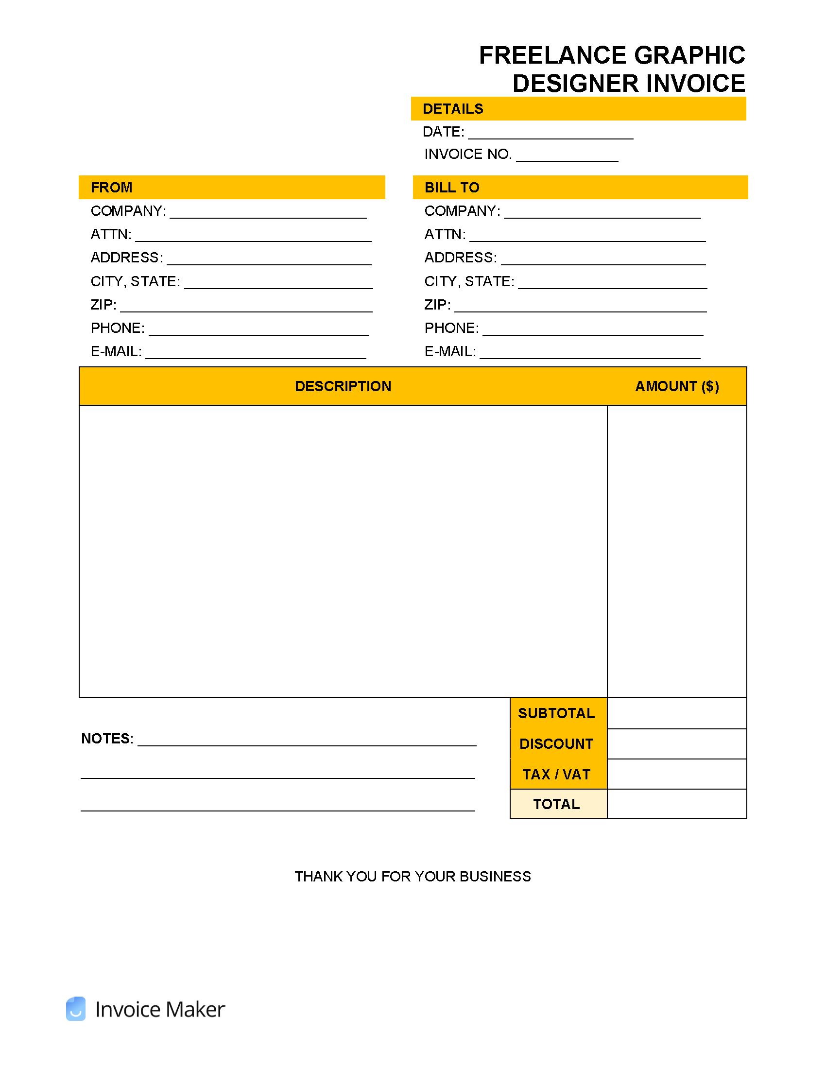 Freelance Graphic Designer Invoice Template Invoice Maker