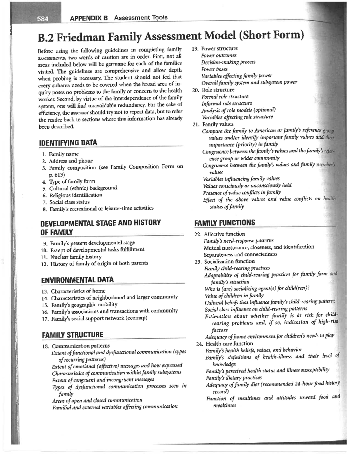 Friedman Family Assessment Model Short Form Power Structure Assessments Two Words Of Caution Studocu
