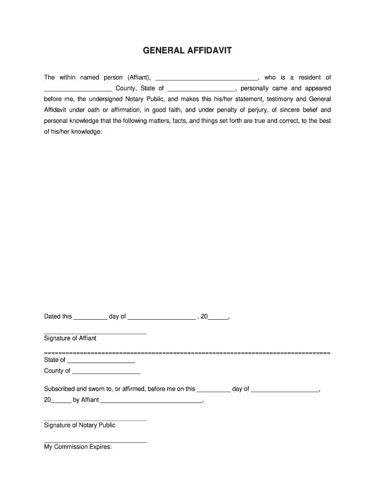 General Affidavit Form Printable Fill Online Printable Fillable Blank PdfFiller