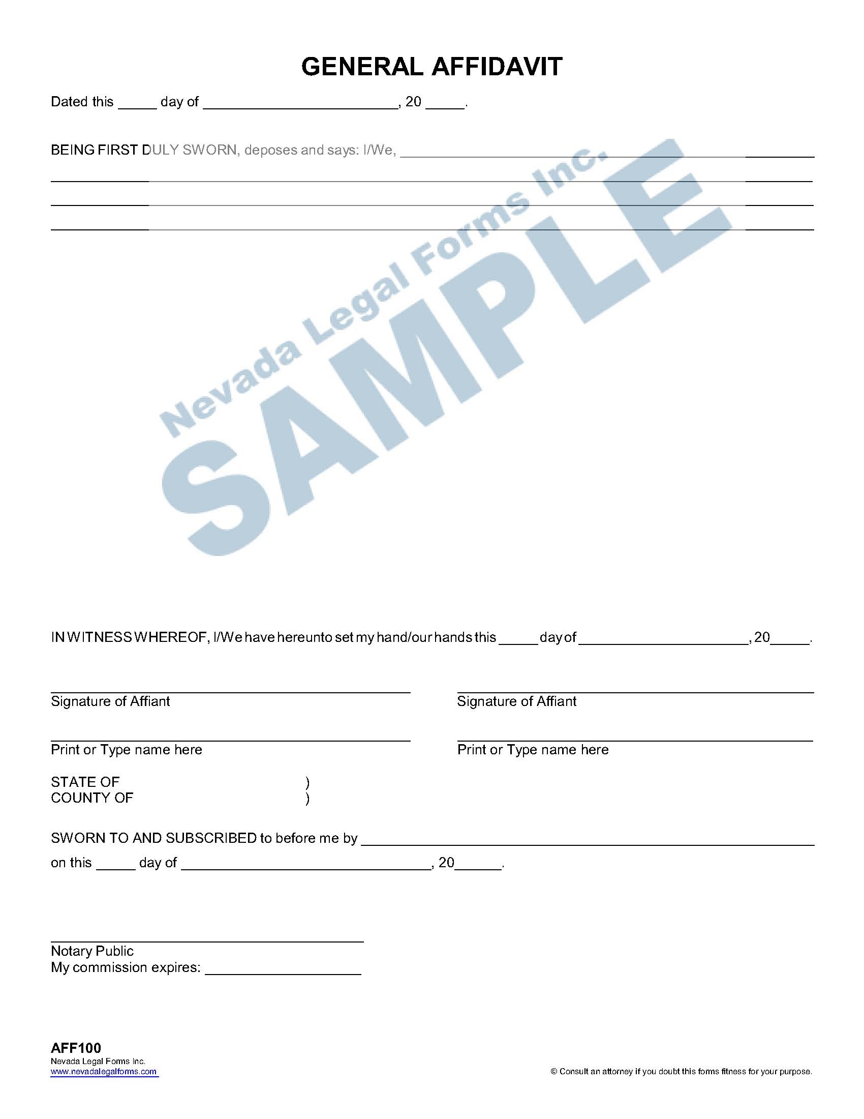 blank affidavit form