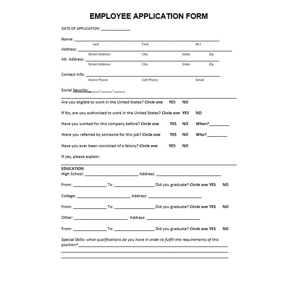 General Employee Job Application Job Application Template Job Template Word Template Simple Template Small Business Template Etsy General Employee Job Application Job Application Template Job Template Word Template Simple Template Small Business Template Etsy