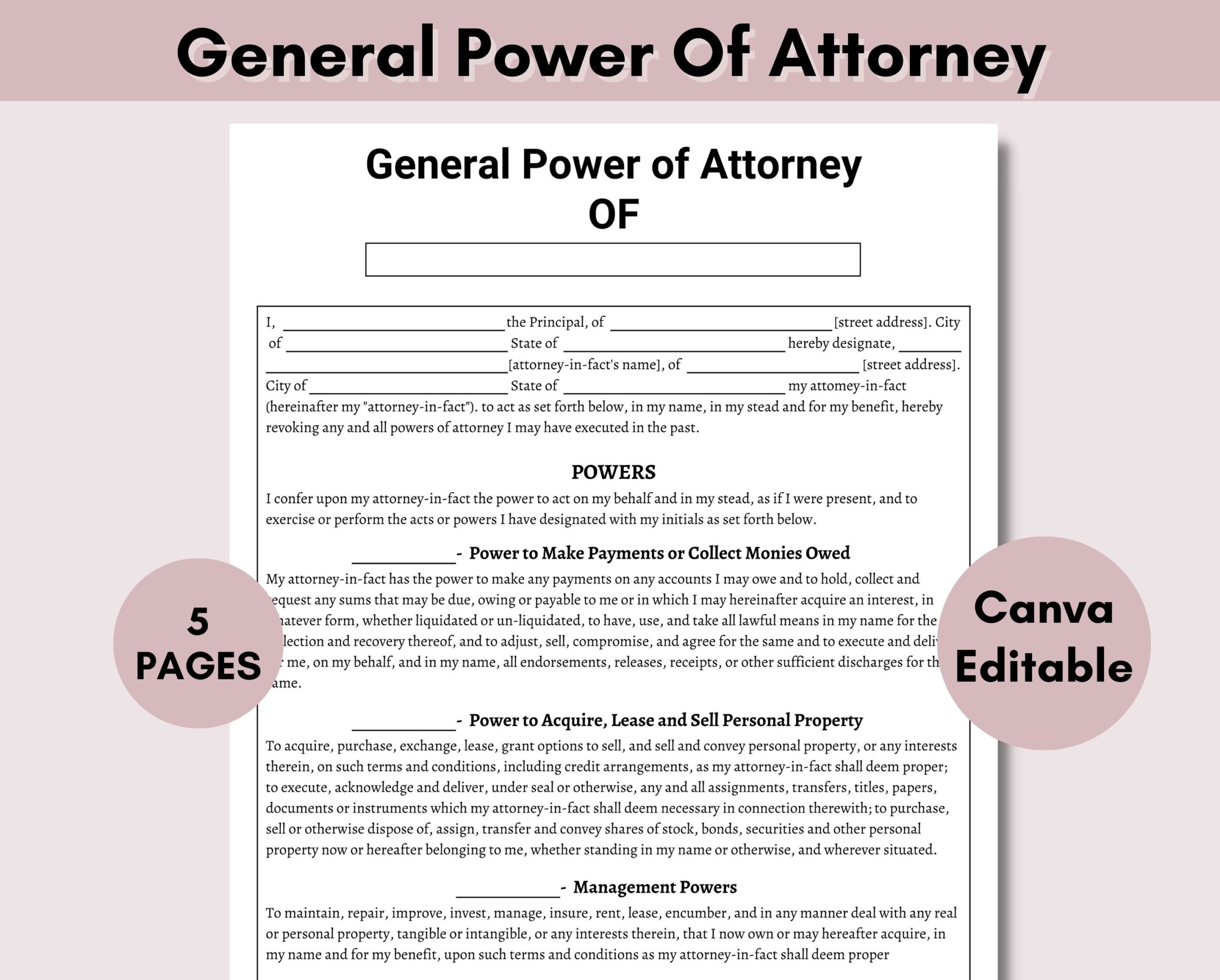 general power of attorney form general power of attorney form