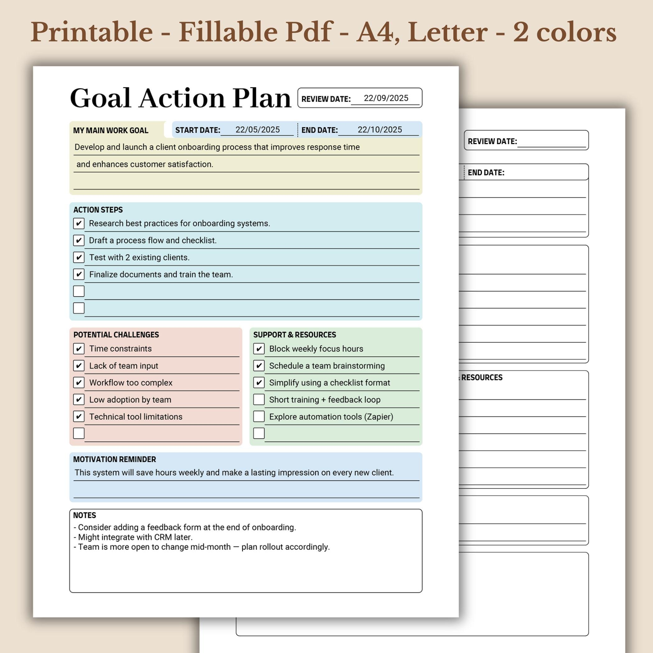Goal Action Plan Etsy