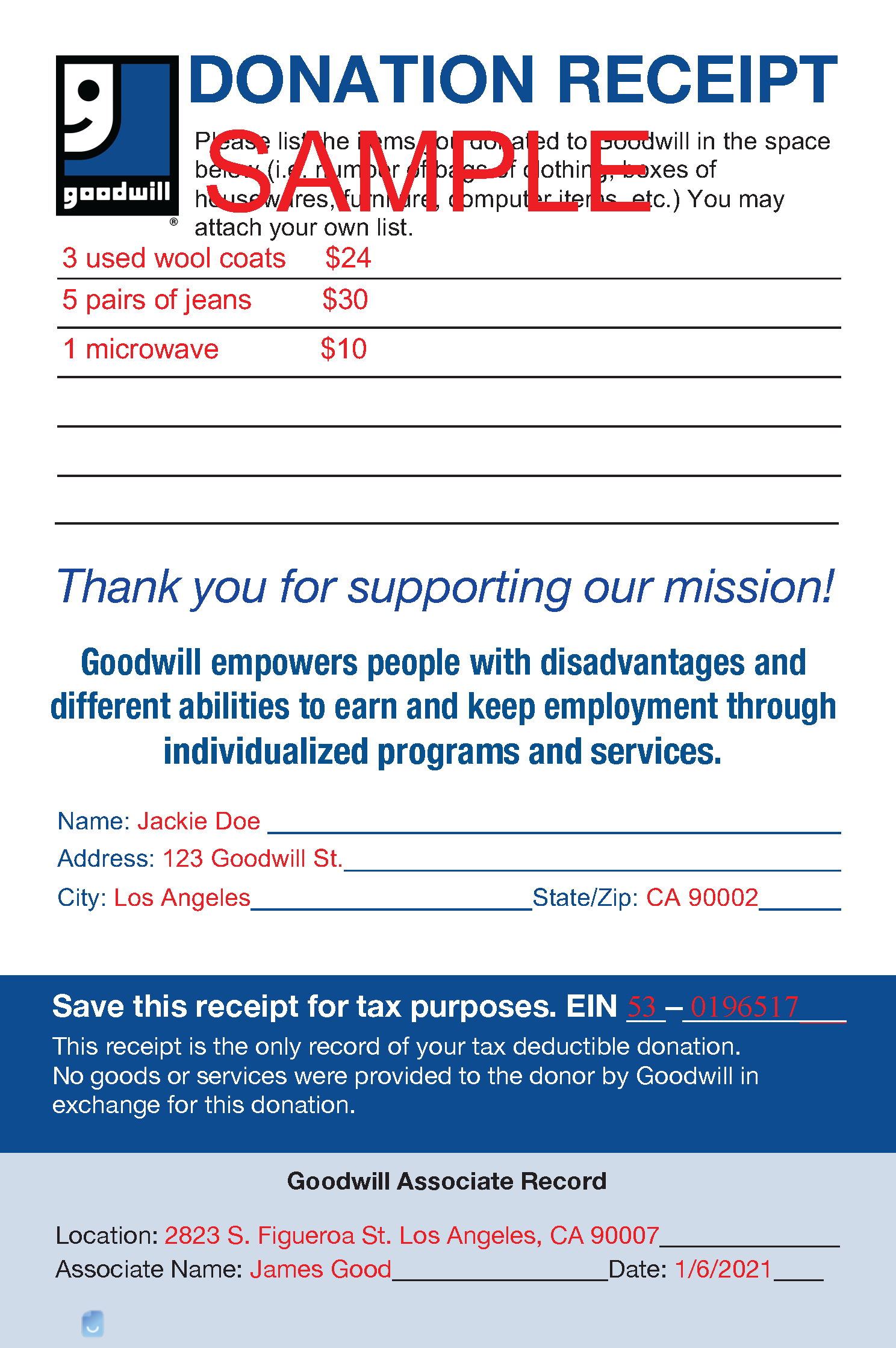 GoodWill Donation Receipt Template Invoice Maker