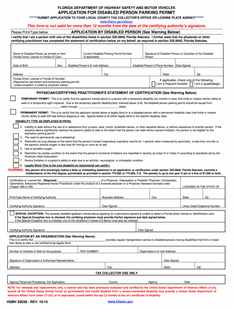 Handicap Parking Permit Form Fill Out Sign Online DocHub