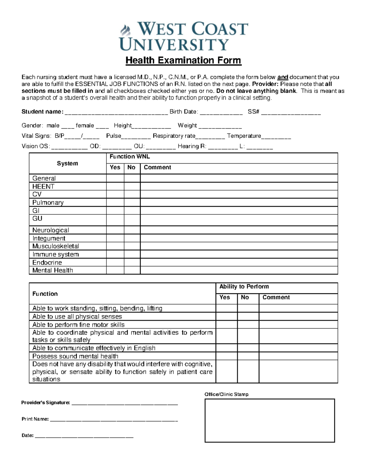 Health Exam Form TB Blank Form Health Examination Form Each Nursing Student Must Have A Licensed Studocu Health Exam Form TB Blank Form Health Examination Form Each Nursing Student Must Have A Licensed Studocu