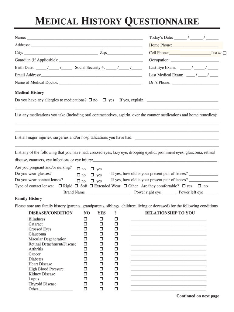 Health History Questionnaire Fill Online Printable Fillable Blank PdfFiller