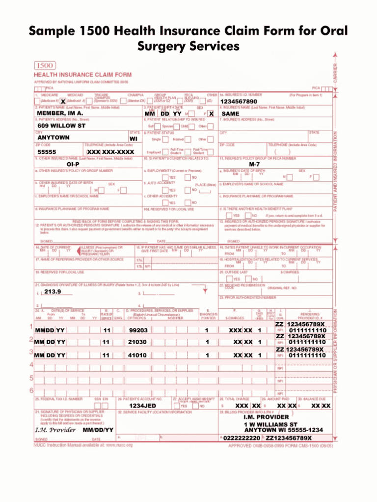Health Insurance Claim Form Example Fill Out Sign Online DocHub