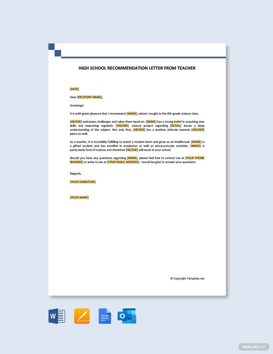 teacher recommendation letter