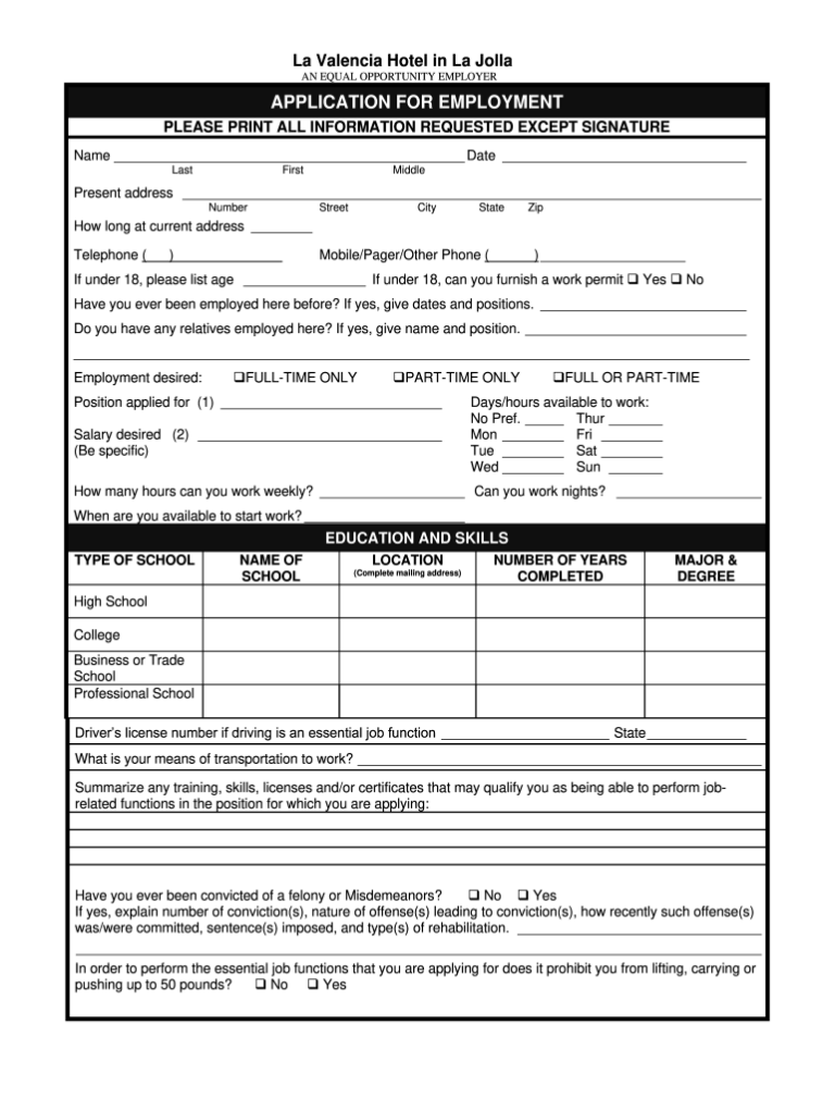 Hotel Application Form Pdf Fill Online Printable Fillable Worksheets Library