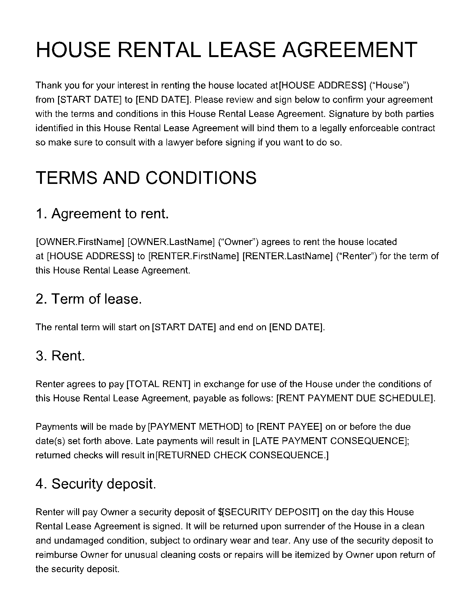 House Rental Agreement Template 100 Free CocoSign