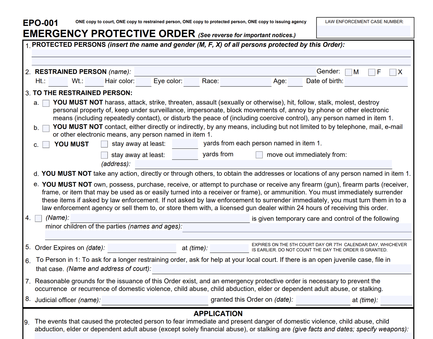 restraining order forms restraining order forms