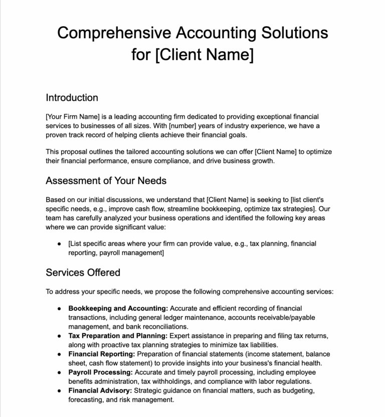 How To Create A Client Winning Accounting Proposal Free Template Financial Cents