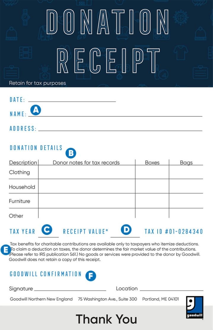 How To Fill Out A Donation Tax Receipt Goodwill NNE