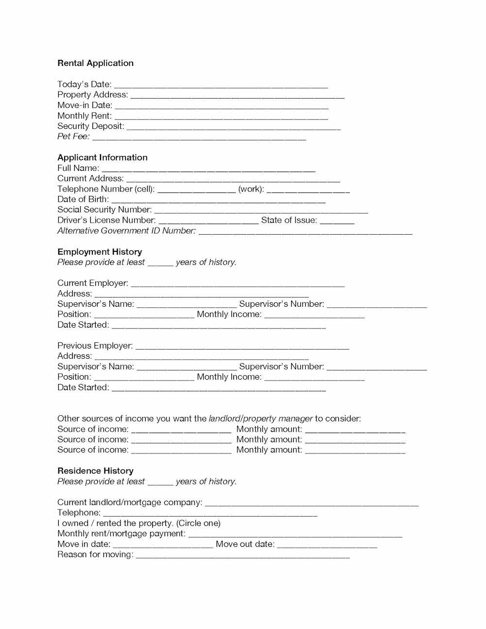 apartment rental application