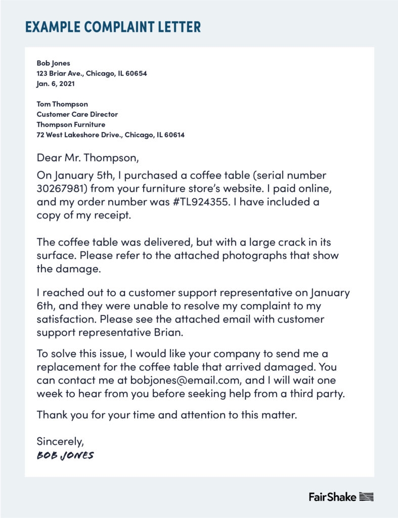 complaint letter