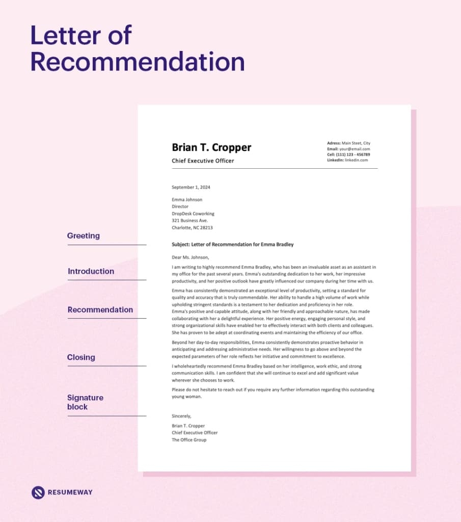examples of letters of recommendation