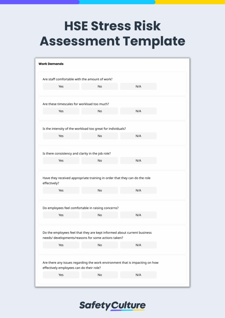 HSE Stress Risk Assessment Templates PDF SafetyCulture