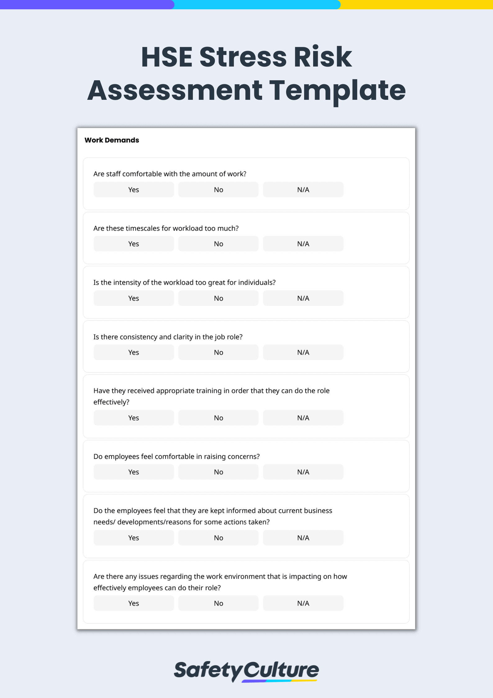 HSE Stress Risk Assessment Templates PDF SafetyCulture