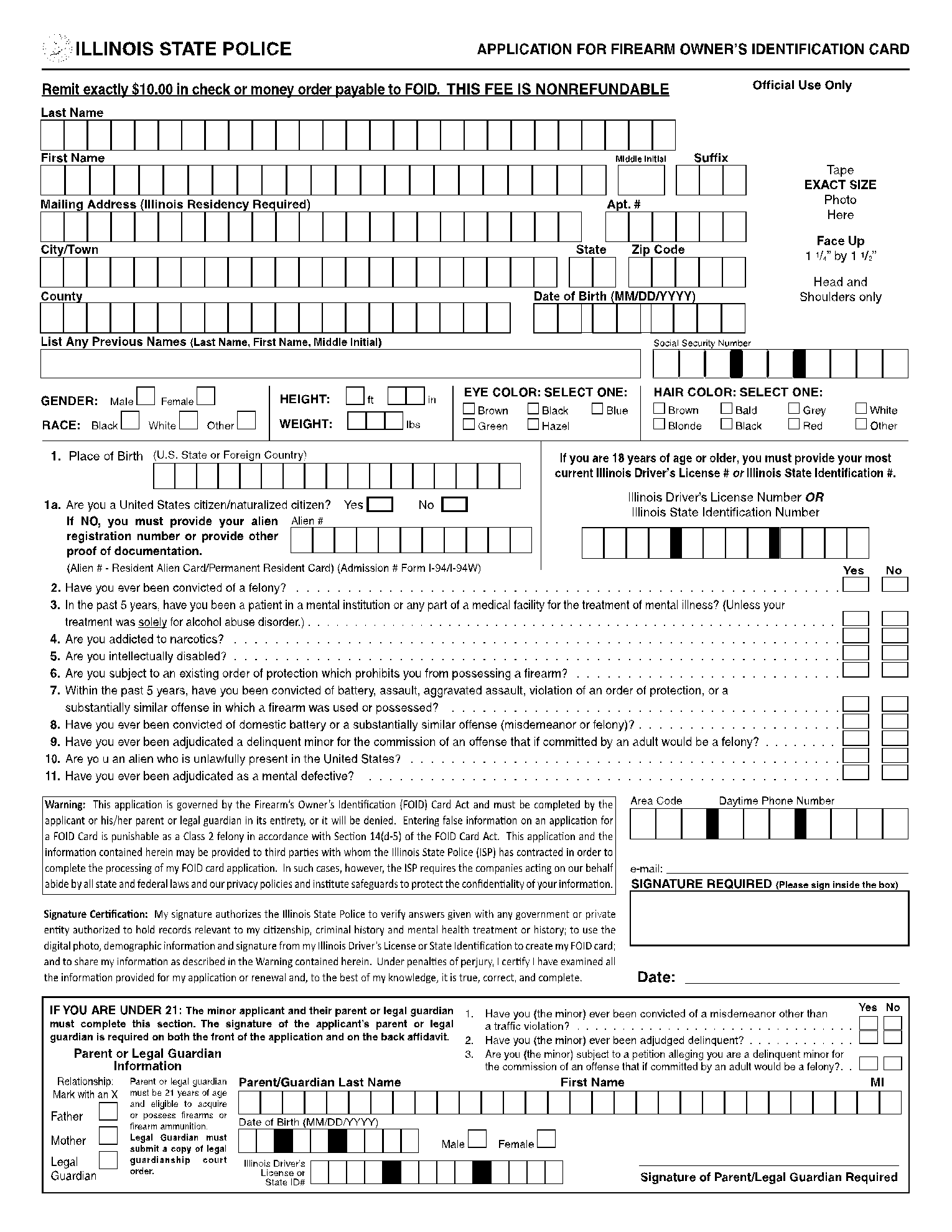 Illinois Foid Card Application PDF Form Printable Fillable PDF Form 2022 Illinois Foid Card Application PDF Form Printable Fillable PDF Form 2022