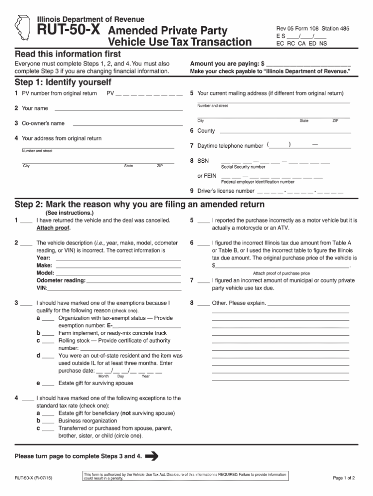 Illinois Tax Form Rut 50 Fill Out Sign Online DocHub