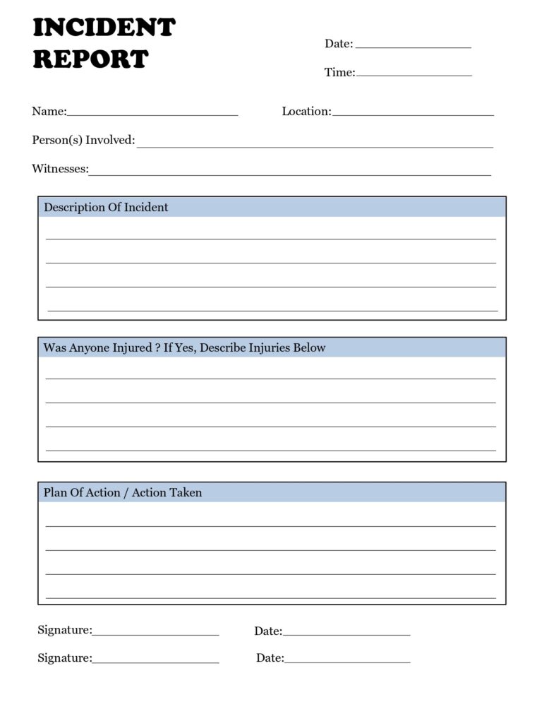 Incident Report Form Incident Reporting Template Incident Form Health And Safety Accident Investigating Report Sheet Incident Form Etsy