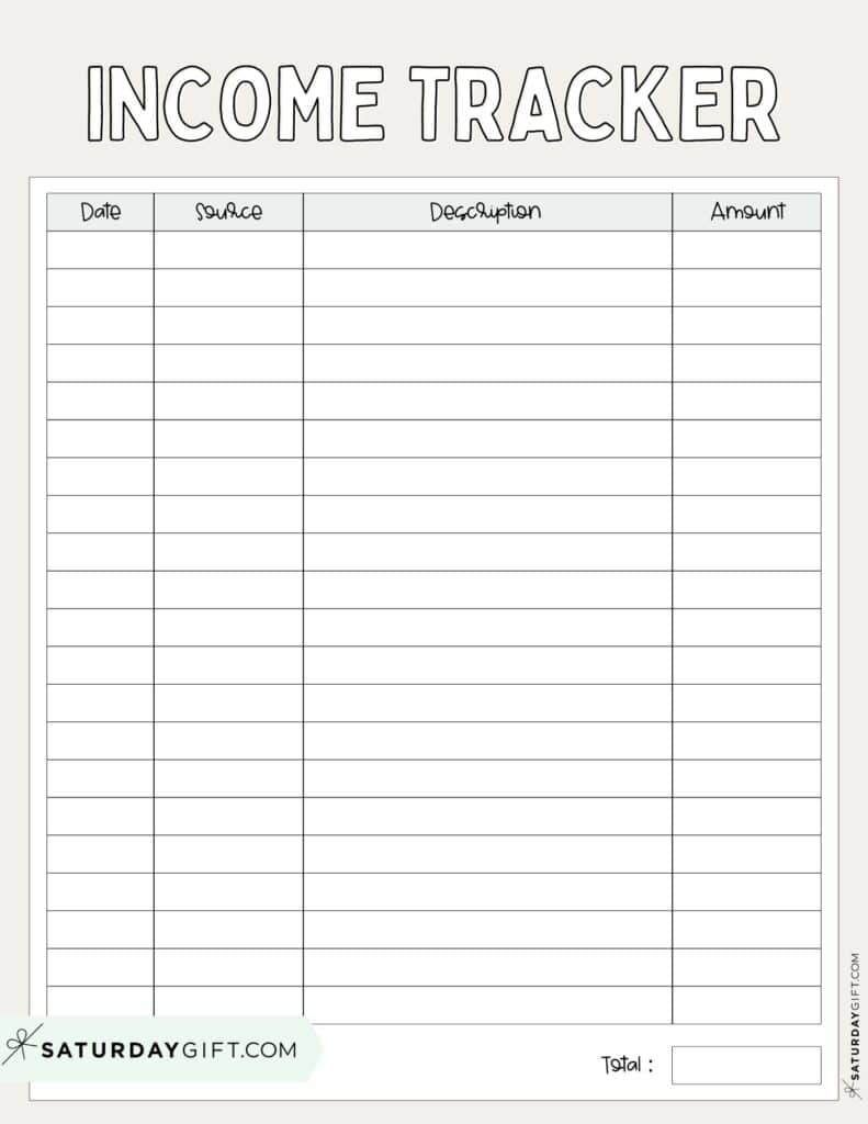 Income Tracker Printable 19 Cute Free Printable Templates