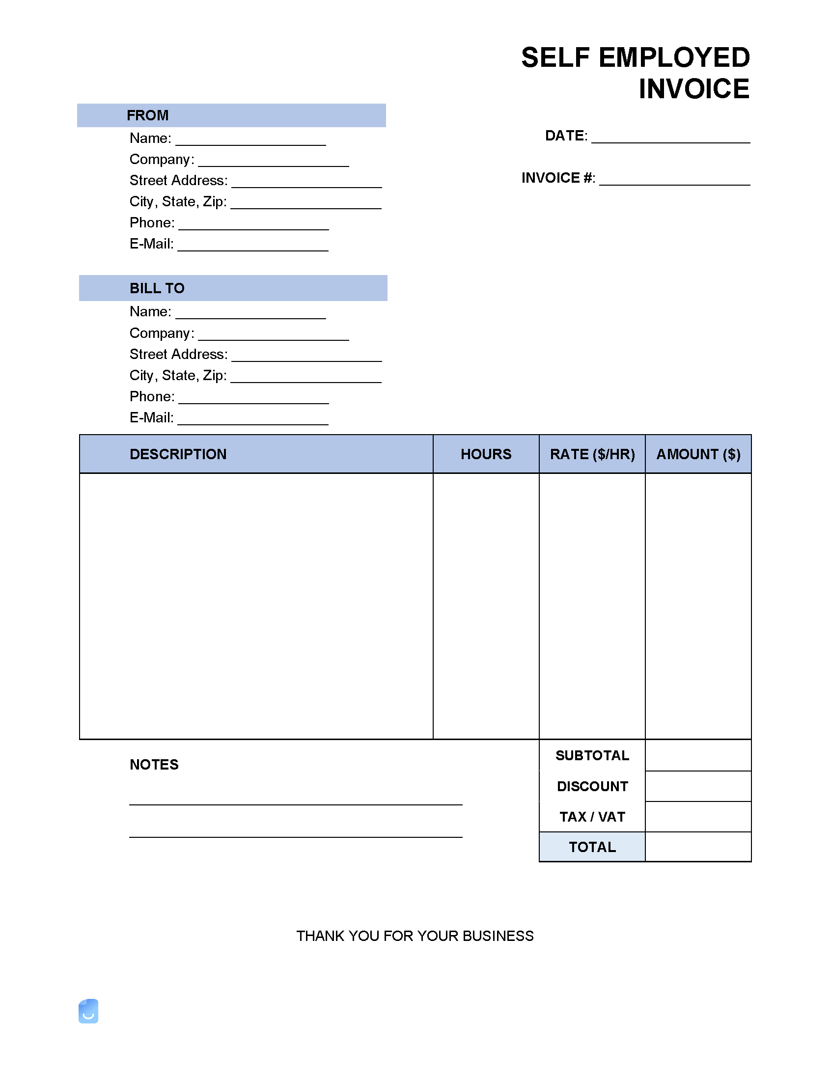 sample self employment form