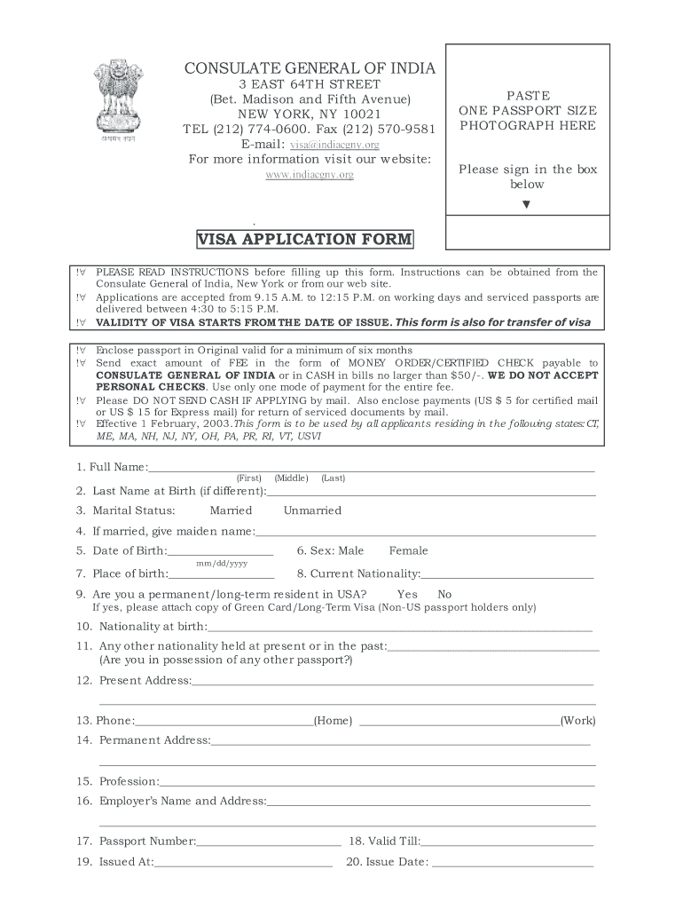 India Visa Application Fill Online Printable Fillable Blank PdfFiller